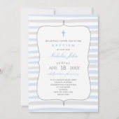 Boy Baptisse mit blau-grauen Wasserfarbstreifen Einladung (Vorderseite)