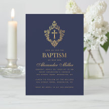 Boy Baptisse Navy Blue Imitats Gold Wappen Cross S