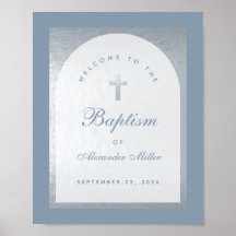 Boy Baptisse Silver Arch Dusty Blue Begrüßungszeic