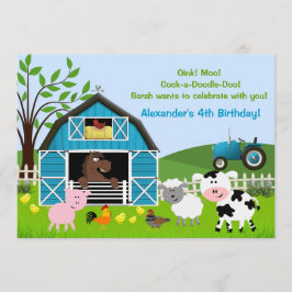 Boy Barnyard Farm Animals Geburtstag Einladungen