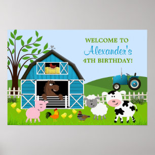 Boy Barnyard Farm Animals Geburtstagspopster Poster