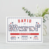 Boy Baseball 1/2 Einladung zum Geburtstag (Stehend Vorderseite)