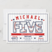 Boy Baseball 5. Geburtstag Einladung (Vorderseite)