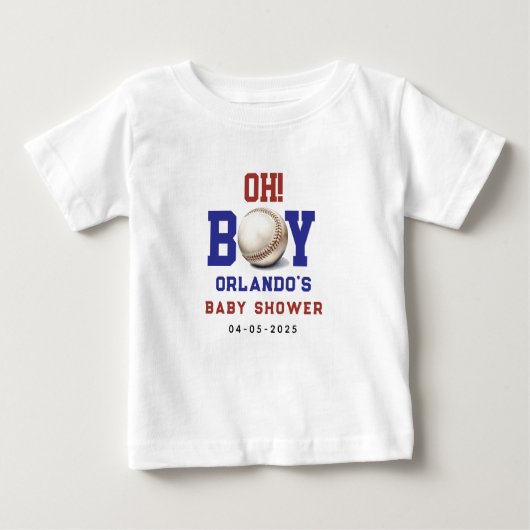 Boy Baseball Baby Shower | Cute Sports Party Baby T-shirt (Vorderseite)