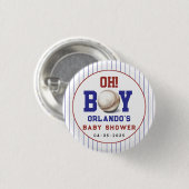 Boy Baseball Baby Shower | Cute Sports Party Button (Vorne & Hinten)