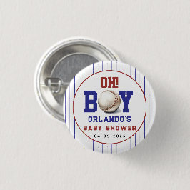 Boy Baseball Baby Shower | Cute Sports Party Button