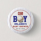 Boy Baseball Baby Shower | Cute Sports Party Button (Vorderseite)