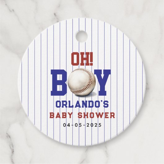 Boy Baseball Baby Shower | Cute Sports Party Geschenkanhänger (Vorderseite)