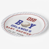 Boy Baseball Baby Shower | Cute Sports Party Pappteller (Schrägansicht)