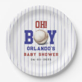 Boy Baseball Baby Shower | Cute Sports Party Pappteller (Vorderseite)