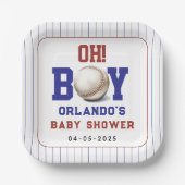 Boy Baseball Baby Shower | Cute Sports Party Pappteller (Vorderseite)