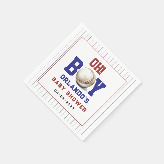 Boy Baseball Baby Shower | Cute Sports Party Serviette (Ecke)