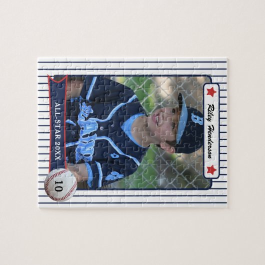 Boy Baseball Card Foto Puzzle (Horizontal)