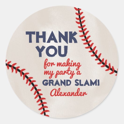 Boy Baseball Geburtstagsparty-Aufkleber Runder Aufkleber (Vorderseite)