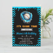 Boy Baseball Ice Cream Tropfen Geburtstag Einladun Einladung (Stehend Vorderseite)