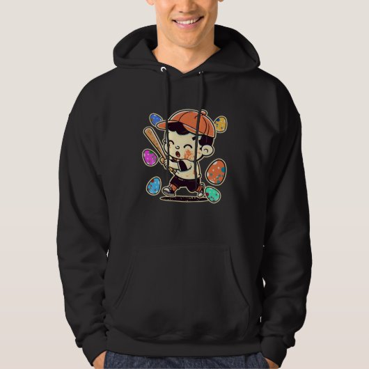 Boy Baseball Player Baseball Easter Hoodie (Vorderseite)