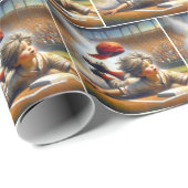 Boy Baseball Player, der in eine Zuhause gleitet Geschenkpapier (Rolleneckpunkt)