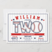 Boy Baseball zum zweiten Geburtstag Einladung (Vorderseite)