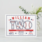 Boy Baseball zum zweiten Geburtstag Einladung (Stehend Vorderseite)
