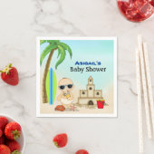 Boy Beach Baby Sandcastle in Surfboard Babydusche Serviette (Beispiel)