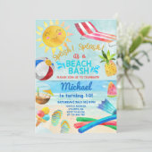 Boy Beach Party, Junge Beach Bash Sommereinladung. Einladung (Stehend Vorderseite)