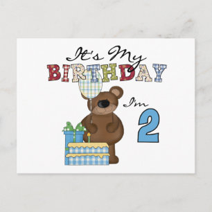 Boy Bear 2. Geburtstag T - Shirt und Geschenke Postkarte