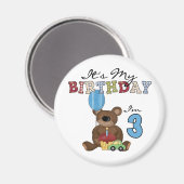 Boy Bear 3. Geburtstag Tshirts und Geschenke Magnet (Vorderseite/Rückseite)