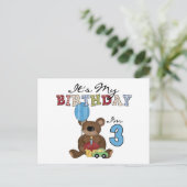 Boy Bear 3. Geburtstag Tshirts und Geschenke Postkarte (Stehend Vorderseite)