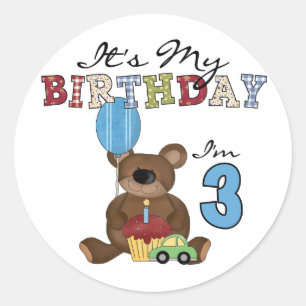 Boy Bear 3. Geburtstag Tshirts und Geschenke Runder Aufkleber