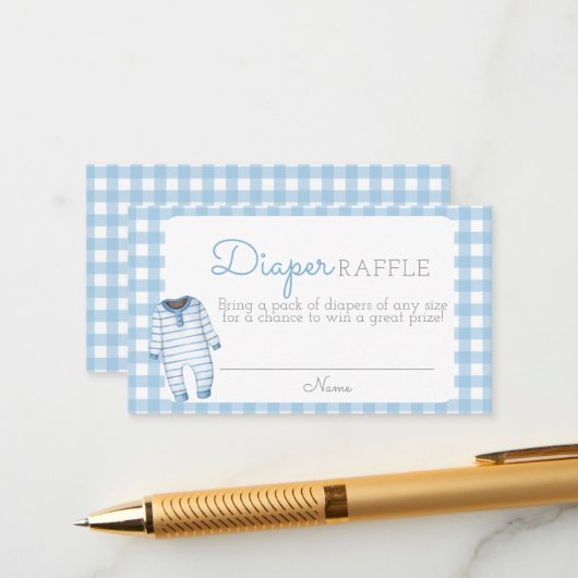 Boy Bear Baby Shower Diaper Raffle Card Begleitkarte (Vorderseite/Rückseite Beispiel)