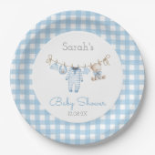 Boy Bear Baby Shower Pappteller (Vorderseite)