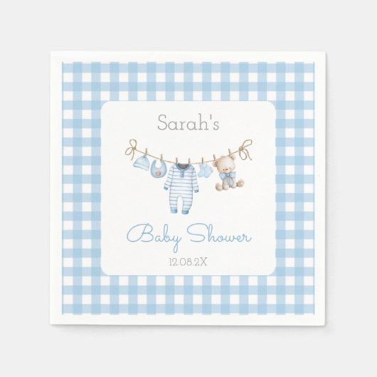 Boy Bear Baby Shower Serviette (Vorderseite)