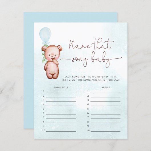 Boy Bear Balloon Name jenes Song-Spiel (Vorne/Hinten)