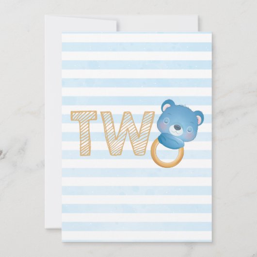 Boy Bear Blue 2 Geburtstag Einladung (Rückseite)