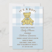 Boy Bear Blue Baby Dusche Einladung (Vorderseite)