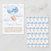 Boy Bear Blue Balloon Baby Display Dusche Begleitkarte (Vorne/Hinten)