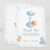 Boy Bear Blue Vielen Dank Baby Duschkarte Dankeskarte (Vorne/Hinten)