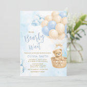 BOY Bear Cloud Balloon Baby Shower Invite Einladung (Stehend Vorderseite)