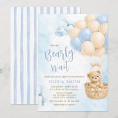 BOY Bear Cloud Balloon Baby Shower Invite Einladung (Vorne/Hinten)