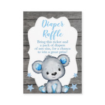 Boy Bear Diaper Raffle Ticket Teddy Dusche