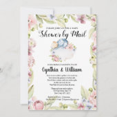 Boy Bear Elegant Blumengrün Dusche von Mail Einladung (Vorderseite)