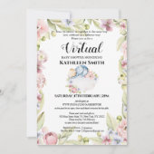 Boy Bear Elegant Blumengrün Virtuelle Dusche Einladung (Vorderseite)