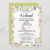Boy Bear Elegant Blumengrün Virtuelle Dusche Einladung (Vorne/Hinten)