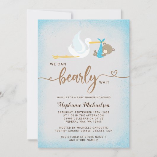 Boy Bear wir können frühzeitig abwarten Baby Dusch Ankündigung (Vorderseite)