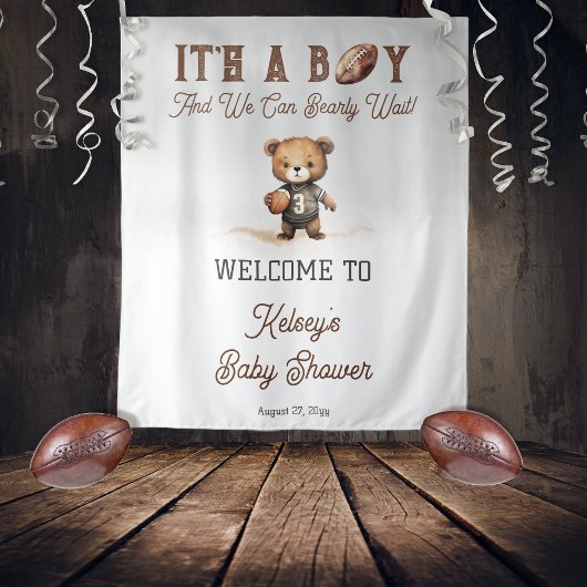 Boy Bearly Wait American Football Baby Dusche Wandteppich
