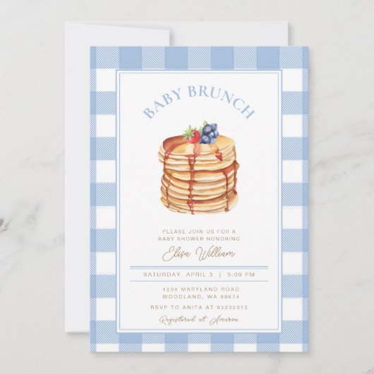 Boy Berries Pancake Baby Dusche Brunch Einladung (Vorderseite)