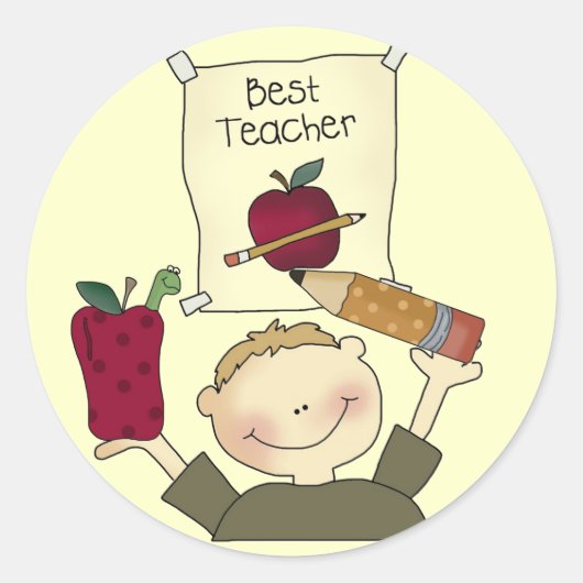 Boy Best Teacher Tshirts und Geschenke Runder Aufkleber (Vorderseite)