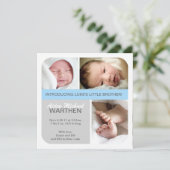 BOY Birth Ankündigung Big & Little Brüder (Stehend Vorderseite)