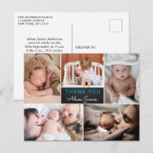 Boy Birth Ankündigung Danke, dass Sie Foto Collage Postkarte (Vorne/Hinten)