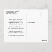 Boy Birth Ankündigung Danke, dass Sie Foto Collage Postkarte (Rückseite)